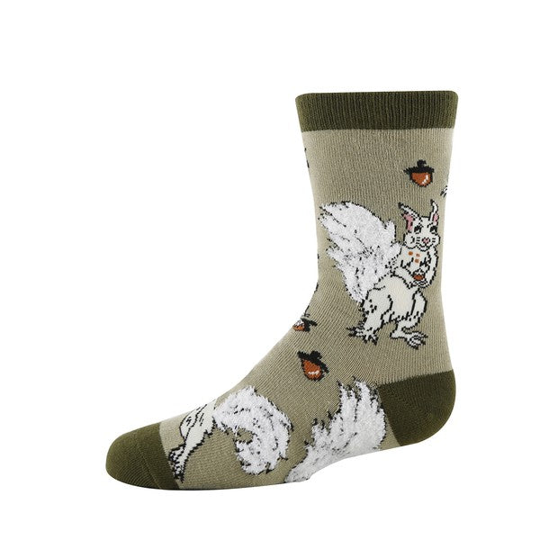 White Fox Squirrel - Kid's Funny Crew socks