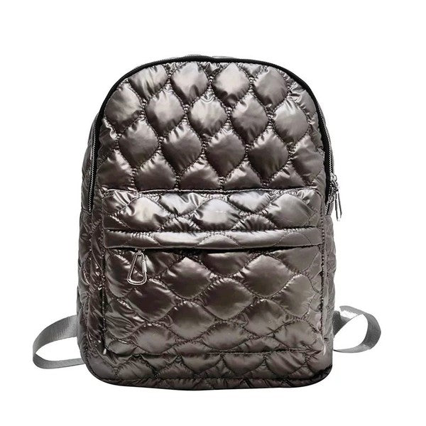 Jade Metallic Puffer Backpack