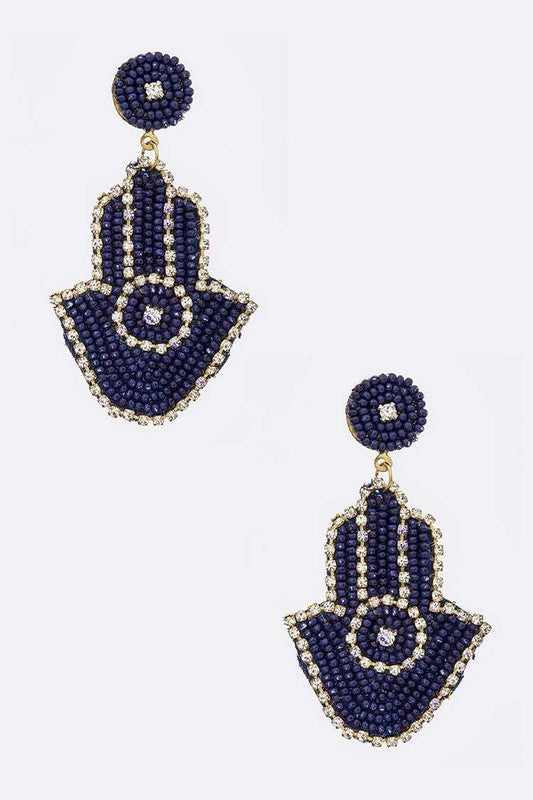 Beaded Hamsa Statement Earrings