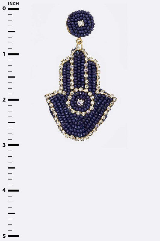 Beaded Hamsa Statement Earrings