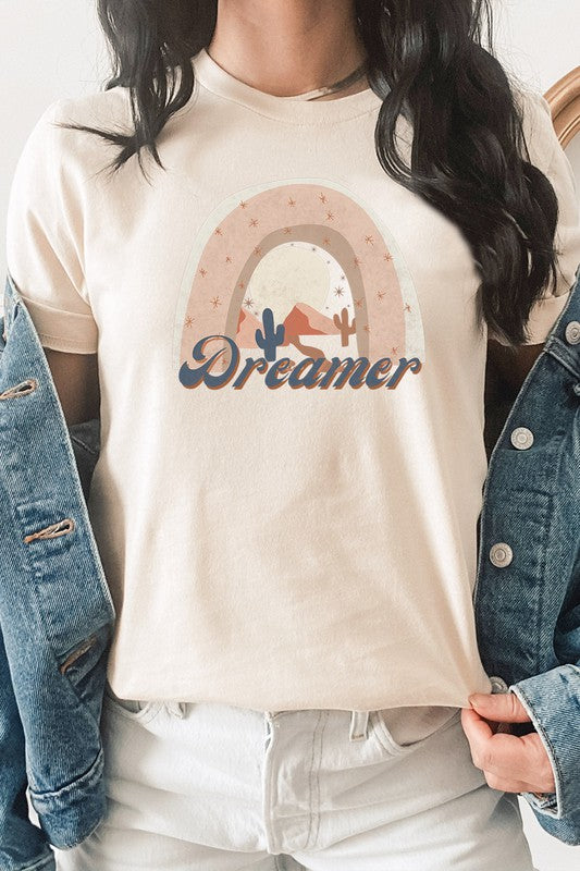 Dreamer Moon Desert Scene Cactus Graphic Tee T-Shirt