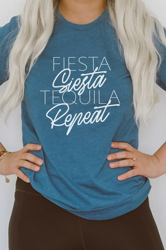 Fiesta Siesta Tequila Repeat Party Graphic Tee