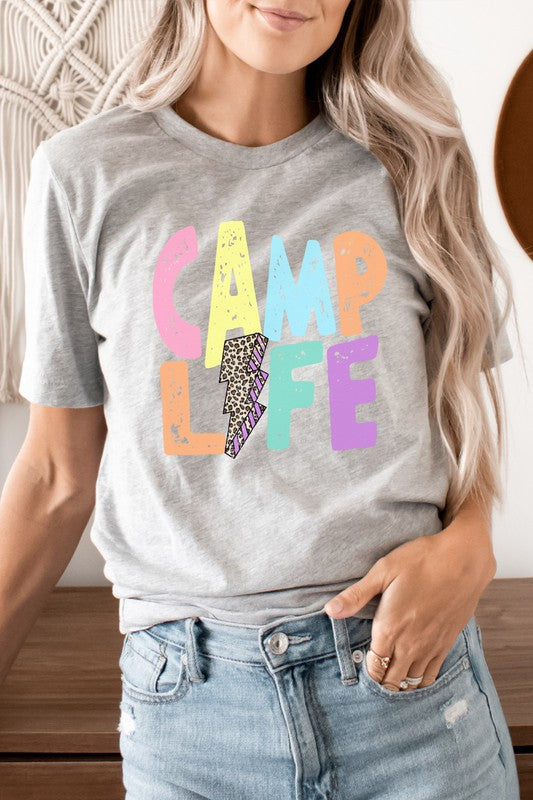 Camp Life Leopard Lightning Bolt Graphic Tee T-Shirt