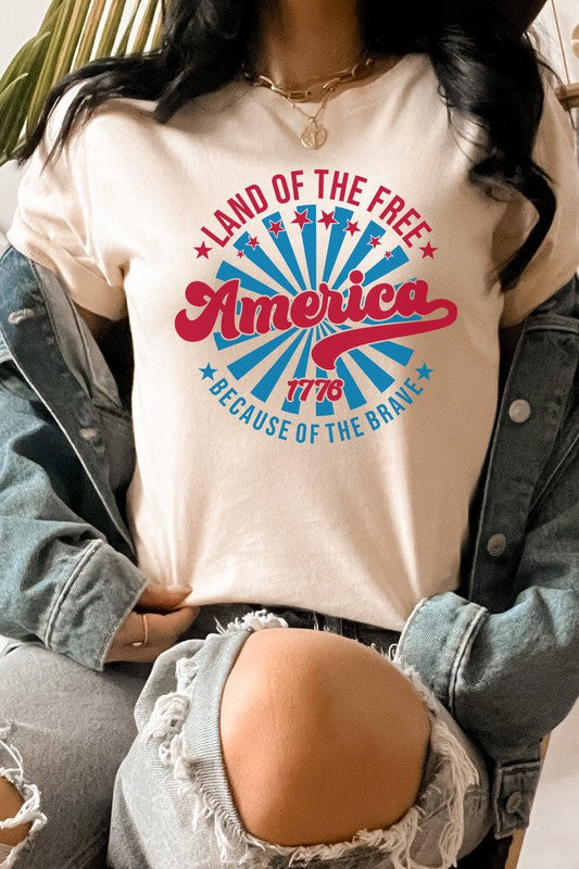 America Land Of The Free Of The Brave Graphic Tee