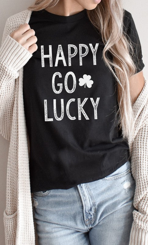 Happy Go Lucky Shamrock Graphic Tee T-Shirt