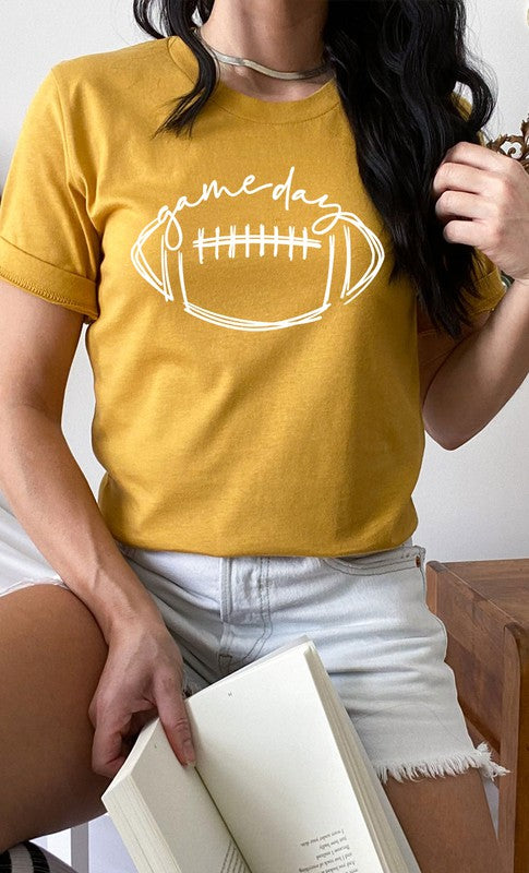 Cursive Football Game Day Graphic Tee T-Shirt PLUS