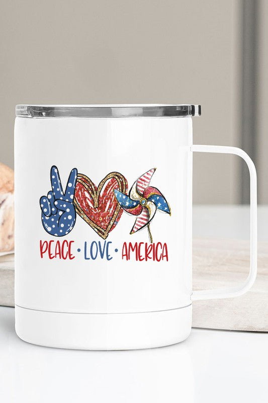 Patriotic Peace Love America Travel Mug