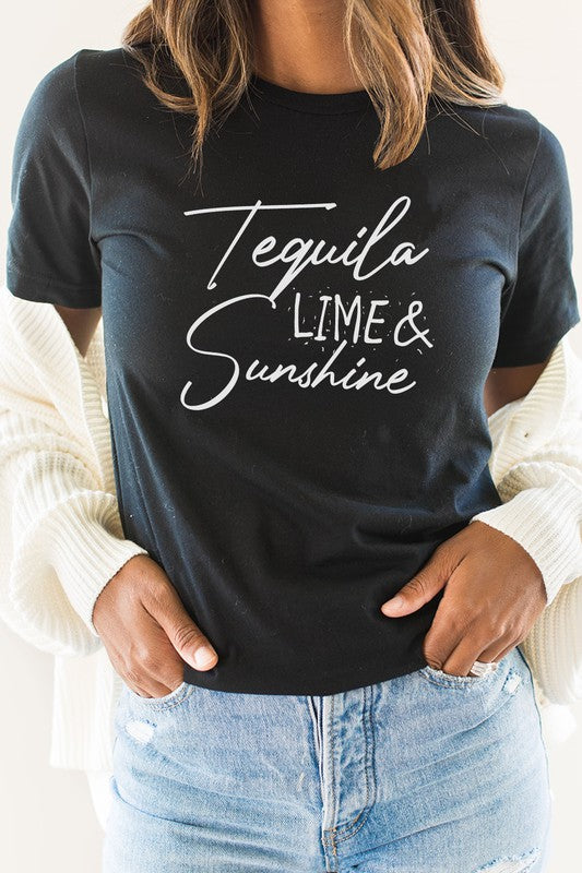 Tequila Lime and Sunshine Party Time Graphic Tee T-Shirt