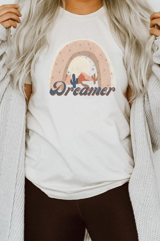 Dreamer Moon Desert Scene Cactus Graphic Tee T-Shirt