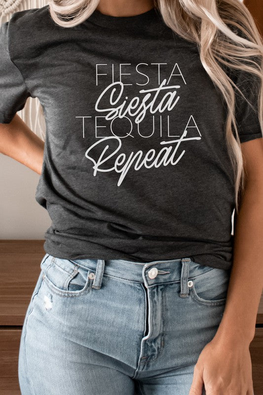 Fiesta Siesta Tequila Repeat Party Graphic Tee