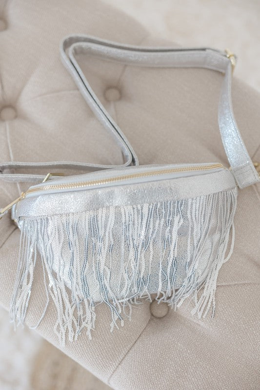 Metallic Removable Fringe Western Style Hip Bag