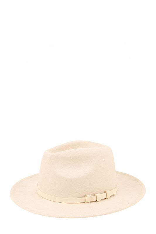 Three Ring Decorated Suede Feel Fedora Hat