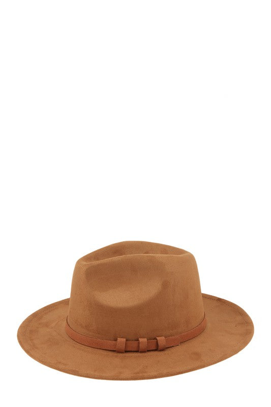 Three Ring Decorated Suede Feel Fedora Hat