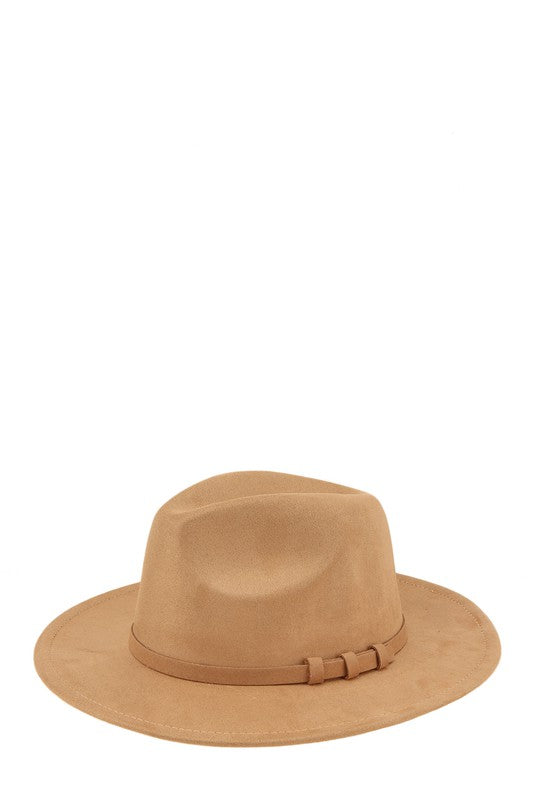 Three Ring Decorated Suede Feel Fedora Hat