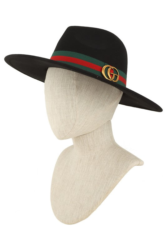 GO Charm with Stripe Band Fedora Hat