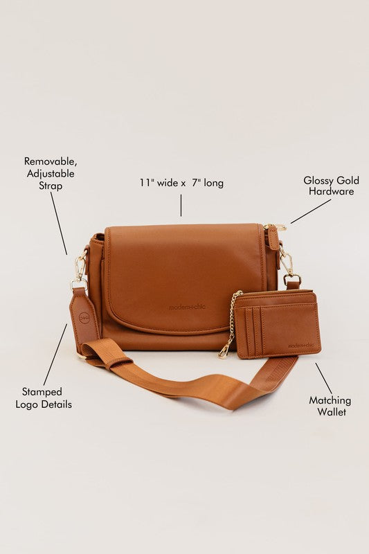 SIGNATURE CROSSBODY SHOULDER BAG WITH CARD WALLET