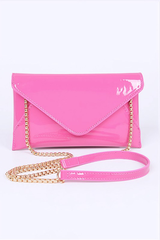 Patent Finish Envelope Clutch Swing Bag