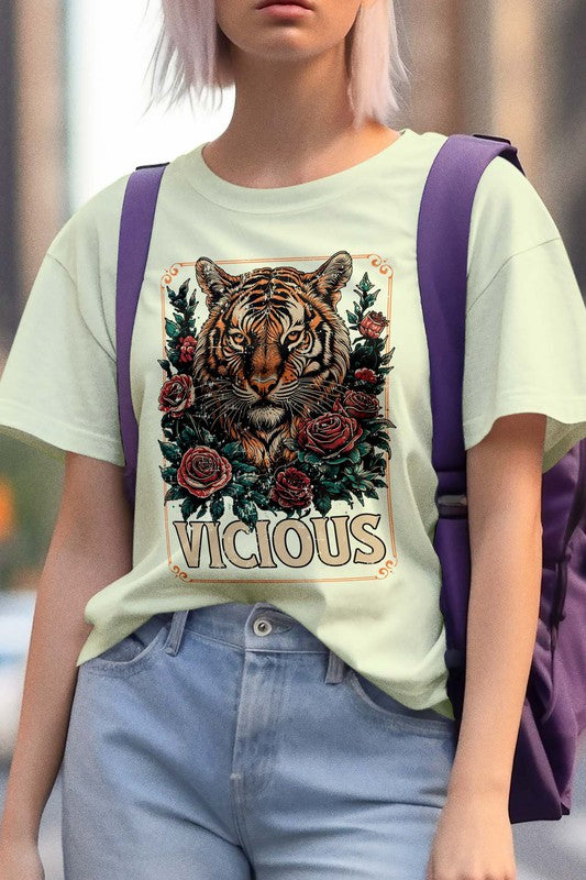 Vicious Tiger and Roses Vintage Graphic Tee