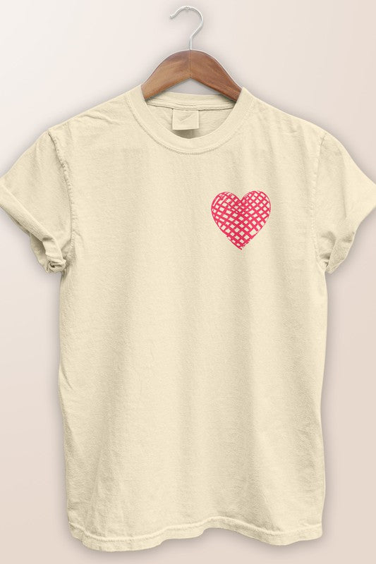 Pink Heart Love and Friendship Garment Dye Tee