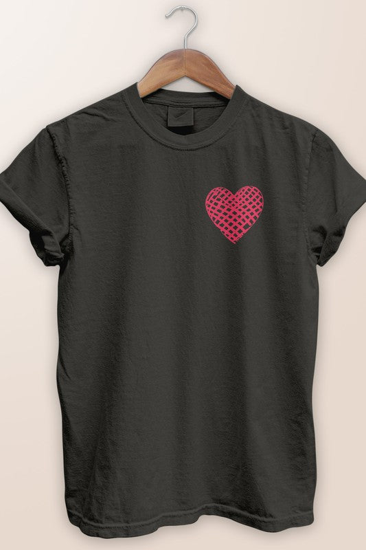 Pink Heart Love and Friendship Garment Dye Tee