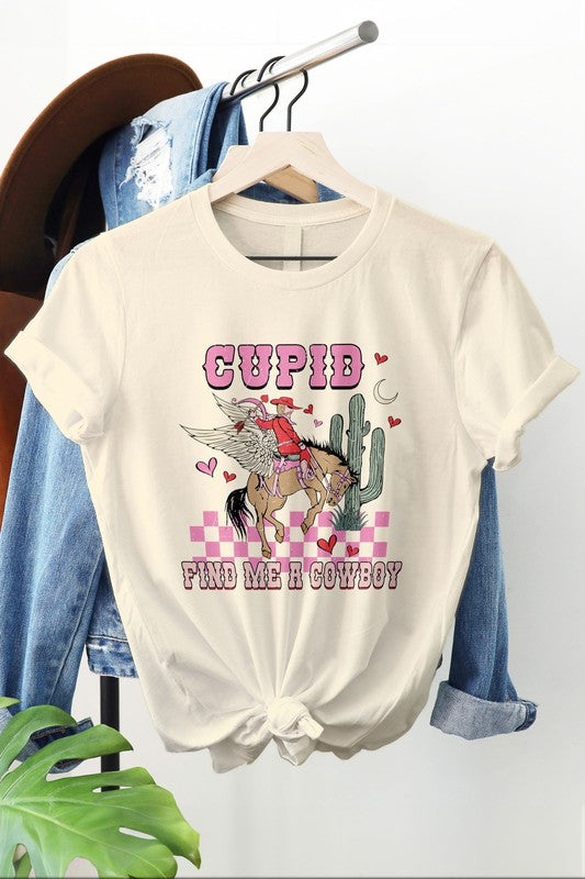 Cupid Find Me a Cowboy, Valentines Day Graphic Tee