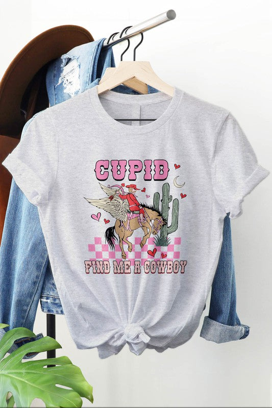 Cupid Find Me a Cowboy, Valentines Day Graphic Tee