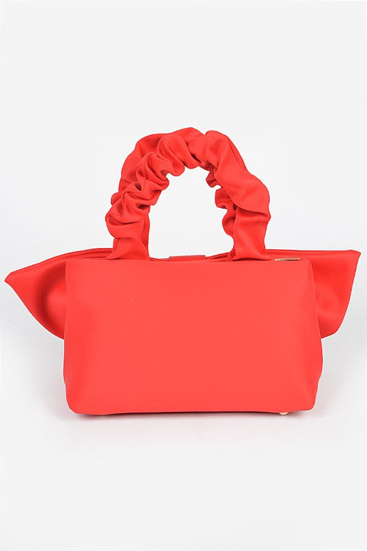 Crinkle Handle Large Bow Tie Clutch Bag