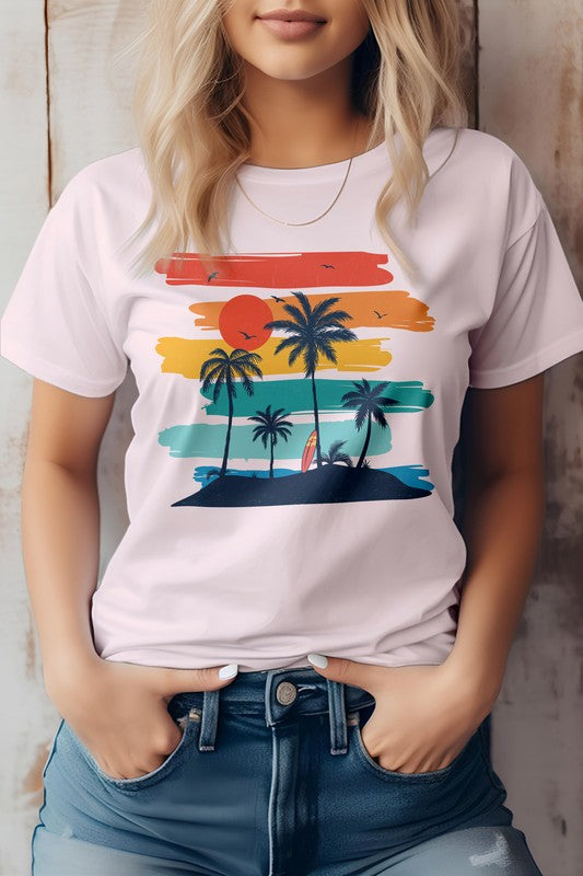 Vintage Retro Style Beach Surfer Graphic Tee