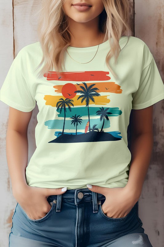 Vintage Retro Style Beach Surfer Graphic Tee