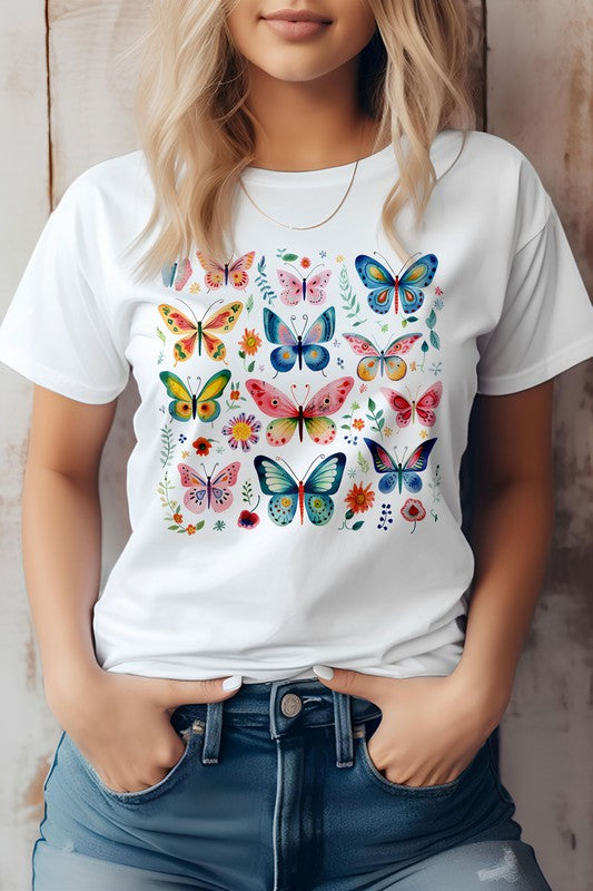 Retro Vintage Butterflies Graphic T-Shirt