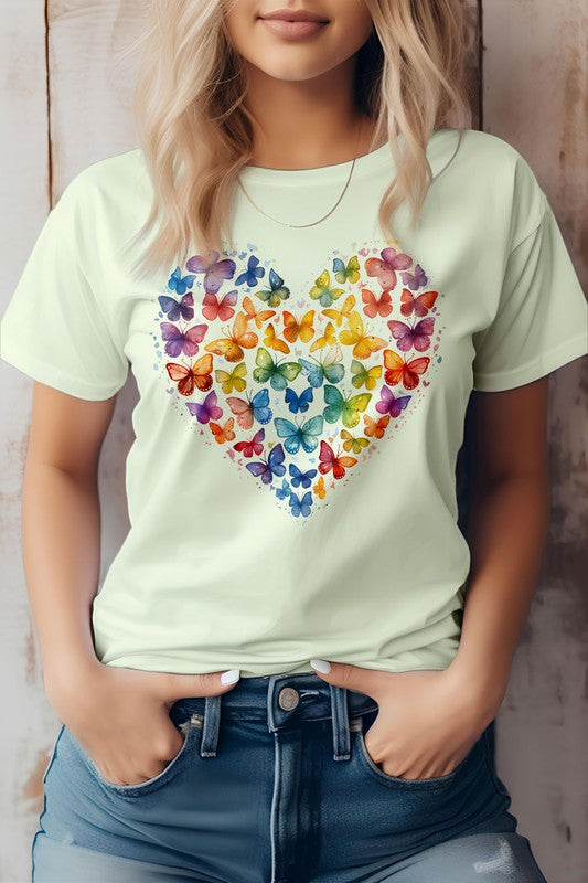 Retro Vintage Heart Butterflies Graphic T-Shirt