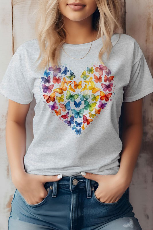 Retro Vintage Heart Butterflies Graphic T-Shirt