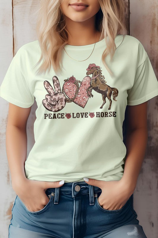 Peace, Love, Horse, Western Valentine Graphic Tee