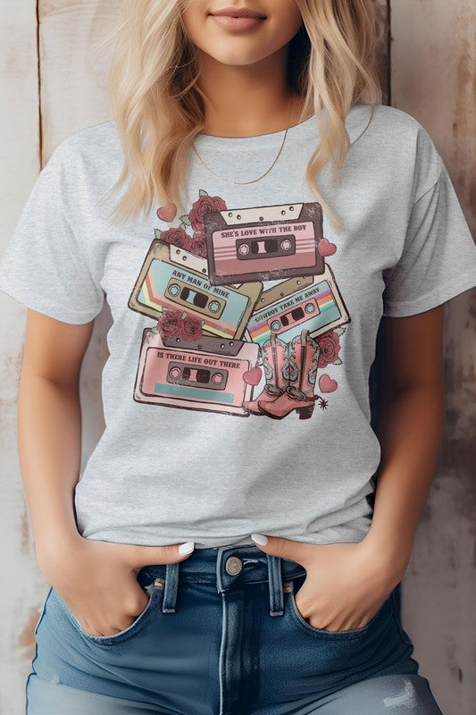 Retro Music Tape, Western Valentine Graphic Tee