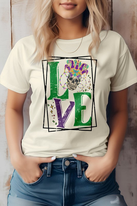 Mardi Gras Skeleton Love Graphic Tee