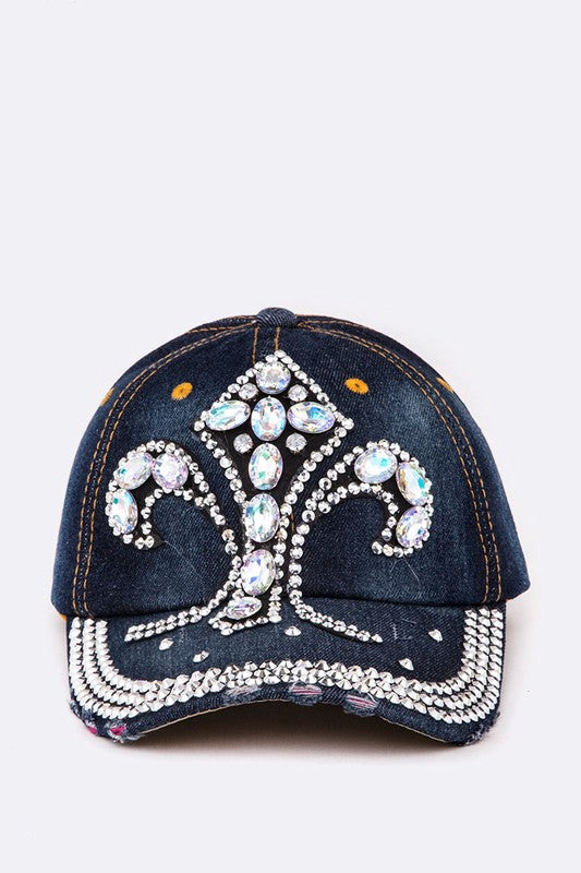 DIVA Crystal Embellished Denim Cap