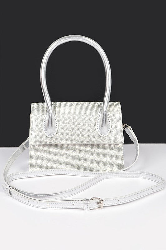 Single Handle Rhinestone Metallic Crossbody Bag