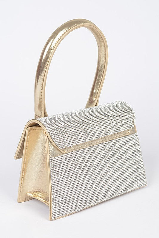 Single Handle Rhinestone Metallic Crossbody Bag