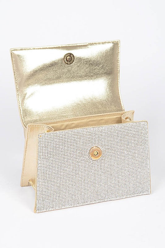 Single Handle Rhinestone Metallic Crossbody Bag