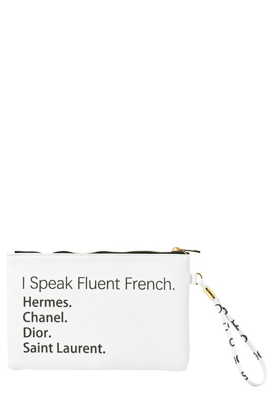 I Speak Fluent French Faux Leather Clutch