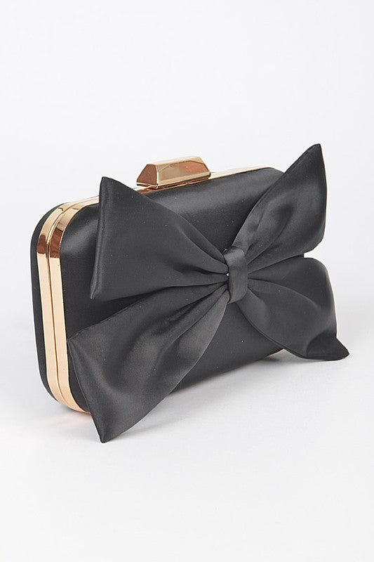 Satin Bowtie Box Clutch