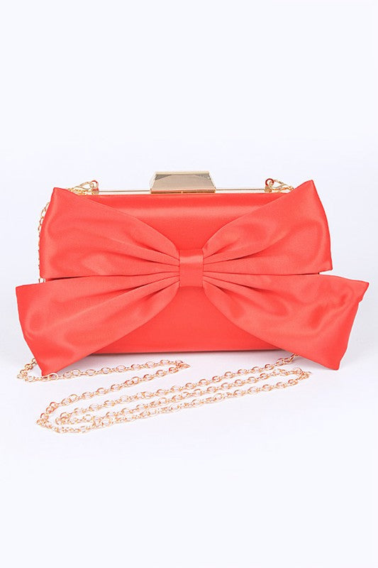 Satin Bowtie Box Clutch