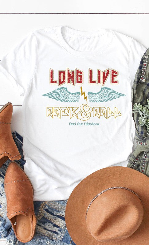 Vintage Long Live Rock and Roll Graphic Tee T-Shirt