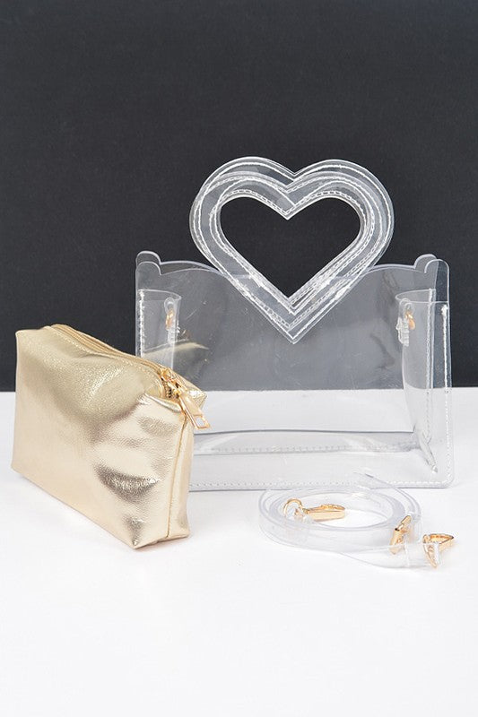 Heart Shape Handle  Stadium Transparent Bag Set