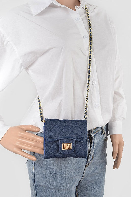 Quilted Denim Swing Wallet