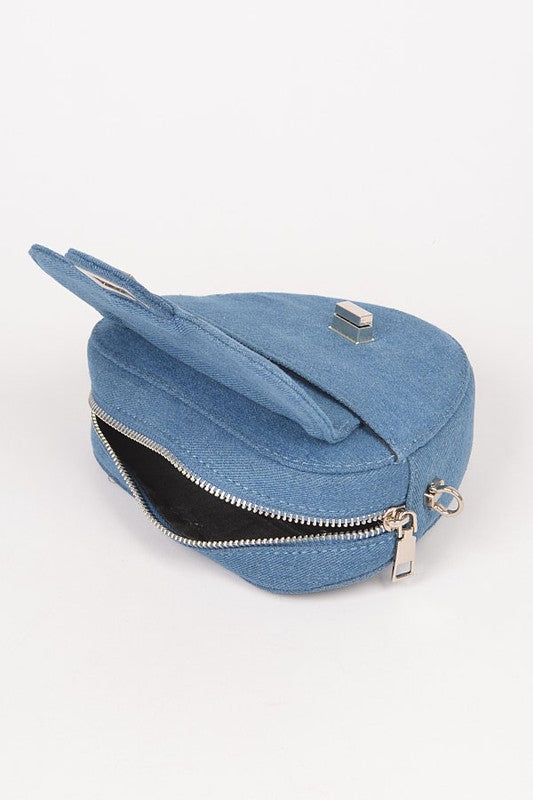 Denim Heart Shape Crossbody Swing Bag