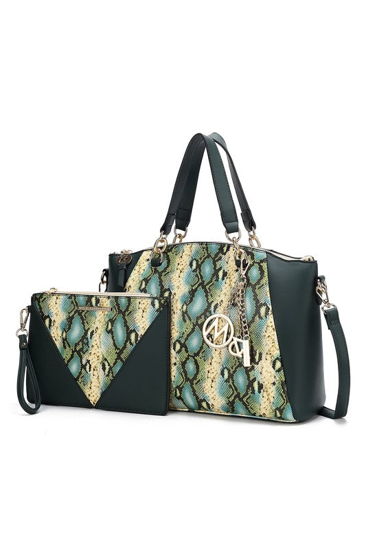 MKF Addison Snake Embossed Tote Bag and Wallet Mia