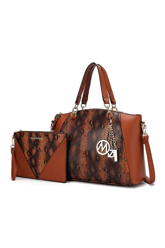 MKF Addison Snake Embossed Tote Bag and Wallet Mia
