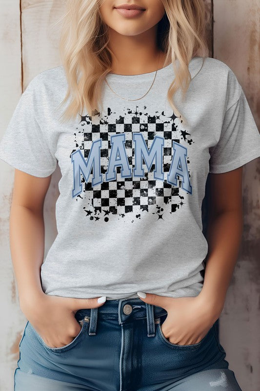 Mama Retro Checkered Rocker Mom Graphic Tee