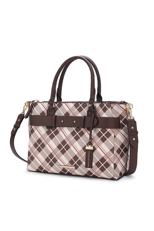 MKF Collection Vivian Plaid Satchel Bag by Mia K